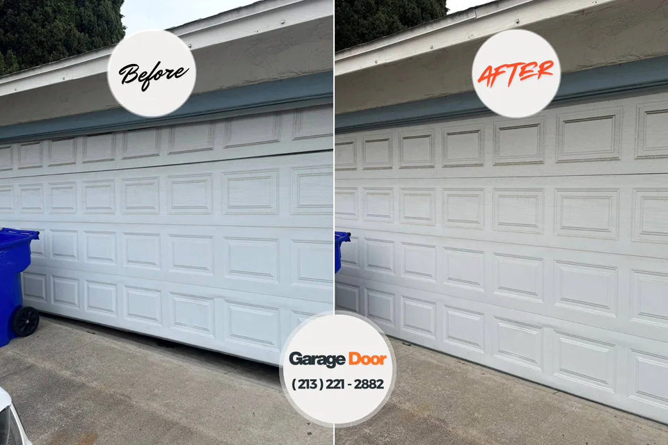 Before and after: garage door repair Westbrook Center, CT